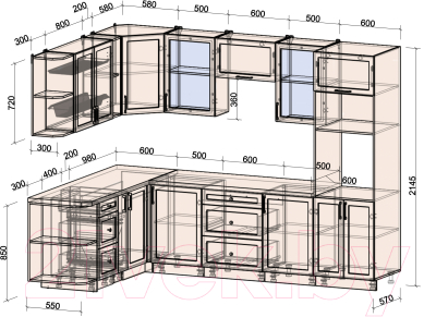 Готовая кухня Интерлиния Тренд 1.88x2.8 ВТ левая