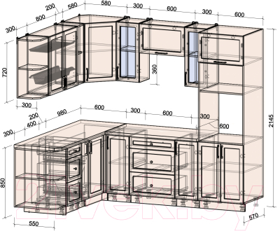 Готовая кухня Интерлиния Тренд 1.88x2.4 ВТ левая