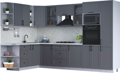 Кухонный гарнитур Интерлиния Тренд 1.88x3.2 ВТ левая (пепел/пепел/опал светлый) - фото
