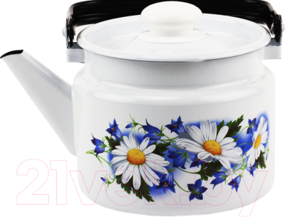 Чайник Лысьвенские эмали Ромашковое поле С-2710 П2/4РЧ - фото