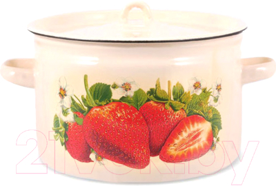 Кастрюля Лысьвенские эмали Сочная клубника С-1620/4Км - фото