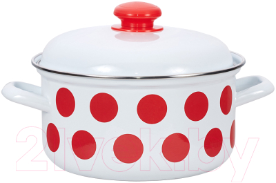 Кастрюля Лысьвенские эмали Горох красный С-1512 АП2/4 - фото