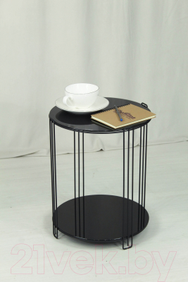 Журнальный столик Sheffilton SHT-CT34 (черный муар/черный глянец)