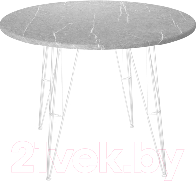 Обеденный стол Sheffilton SHT-TU10/TT 90 МДФ (белый муар/серый мрамор) - фото