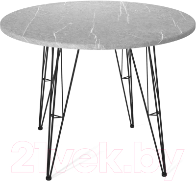 Обеденный стол Sheffilton SHT-TU10/TT 90 МДФ (черный муар/серый мрамор) - фото