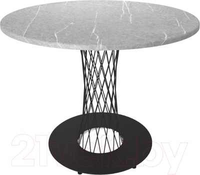 Обеденный стол Sheffilton SHT-TU3-1/TT 90 МДФ (черный муар/серый мрамор) - фото