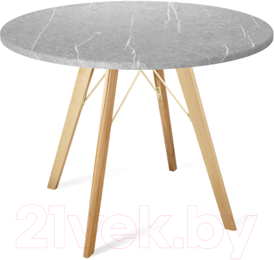 Обеденный стол Sheffilton SHT-TU9/TT 90 МДФ (прозрачный лак/серый мрамор) - фото