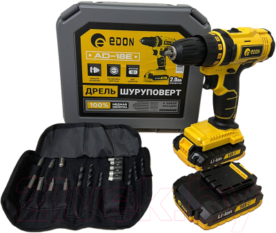 Аккумуляторная дрель-шуруповерт Edon AD-18E / 202020300030 - фото