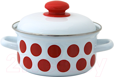 Кастрюля Лысьвенские эмали Горох красный С-1510 АП2/4 - фото