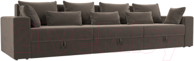 Диван Лига Диванов Майами Long 69 (велюр коричневый) - фото