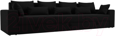 Диван Лига Диванов Майами Long 69 (микровельвет черный) - фото