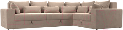 Диван угловой Лига Диванов Майами Long 92 правый (велюр бежевый) - фото
