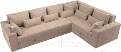 Диван угловой Лига Диванов Майами Long 92 правый (велюр бежевый)