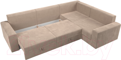 Диван угловой Лига Диванов Майами Long 92 правый (велюр бежевый)