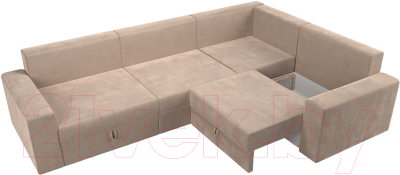 Диван угловой Лига Диванов Майами Long 92 правый (велюр бежевый)