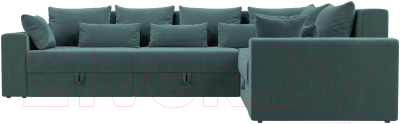 Диван угловой Лига Диванов Майами Long 92 правый (велюр бирюзовый)