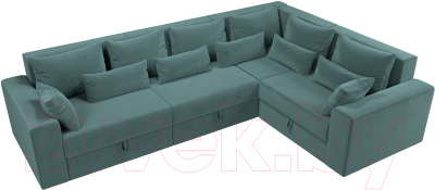 Диван угловой Лига Диванов Майами Long 92 правый (велюр бирюзовый)