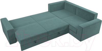 Диван угловой Лига Диванов Майами Long 92 правый (велюр бирюзовый)