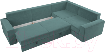 Диван угловой Лига Диванов Майами Long 92 правый (велюр бирюзовый)