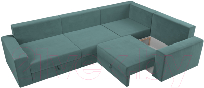 Диван угловой Лига Диванов Майами Long 92 правый (велюр бирюзовый)
