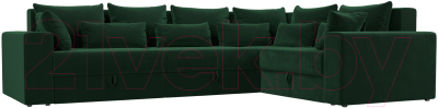 Диван угловой Лига Диванов Майами Long 92 правый (велюр зеленый) - фото