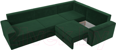 Диван угловой Лига Диванов Майами Long 92 правый (велюр зеленый)