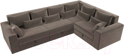 Диван угловой Лига Диванов Майами Long 92 правый (велюр коричневый)