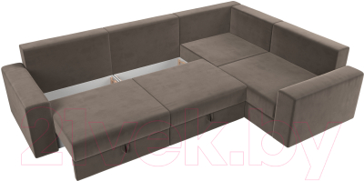Диван угловой Лига Диванов Майами Long 92 правый (велюр коричневый)