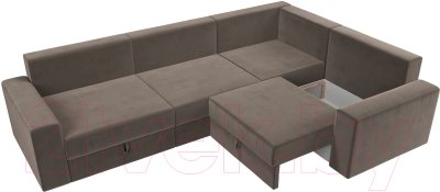 Диван угловой Лига Диванов Майами Long 92 правый (велюр коричневый)