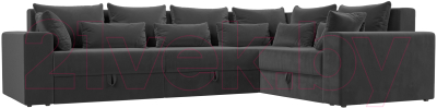 Диван угловой Лига Диванов Майами Long 92 правый (велюр серый) - фото