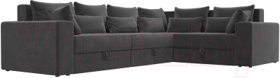 Диван угловой Лига Диванов Майами Long 92 правый (велюр серый)