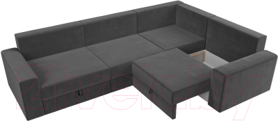 Диван угловой Лига Диванов Майами Long 92 правый (велюр серый)