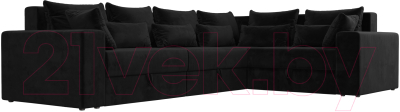 Диван угловой Лига Диванов Майами Long 92 правый (велюр черный)