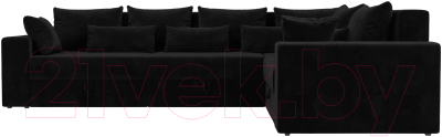 Диван угловой Лига Диванов Майами Long 92 правый (велюр черный)