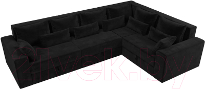 Диван угловой Лига Диванов Майами Long 92 правый (велюр черный)