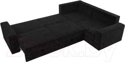 Диван угловой Лига Диванов Майами Long 92 правый (велюр черный)