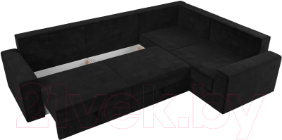 Диван угловой Лига Диванов Майами Long 92 правый (велюр черный)