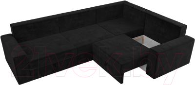 Диван угловой Лига Диванов Майами Long 92 правый (велюр черный)