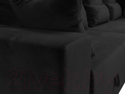 Диван угловой Лига Диванов Майами Long 92 правый (велюр черный)