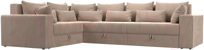Диван угловой Лига Диванов Майами Long 92 левый (велюр бежевый) - фото