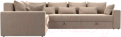 Диван угловой Лига Диванов Майами Long 92 левый (велюр бежевый)
