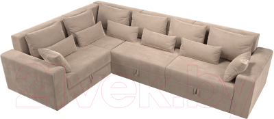 Диван угловой Лига Диванов Майами Long 92 левый (велюр бежевый)