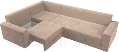 Диван угловой Лига Диванов Майами Long 92 левый (велюр бежевый)