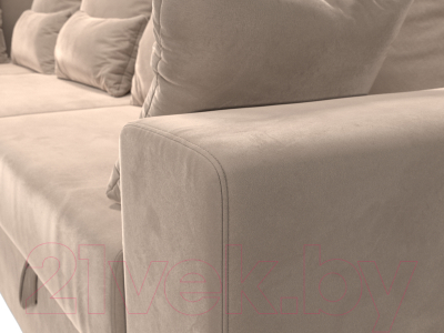 Диван угловой Лига Диванов Майами Long 92 левый (велюр бежевый)