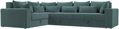 Диван угловой Лига Диванов Майами Long 92 левый (велюр бирюзовый) - фото
