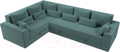 Диван угловой Лига Диванов Майами Long 92 левый (велюр бирюзовый)