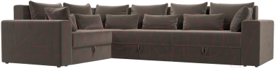 Диван угловой Лига Диванов Майами Long 92 левый (велюр коричневый) - фото
