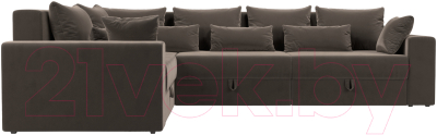 Диван угловой Лига Диванов Майами Long 92 левый (велюр коричневый)