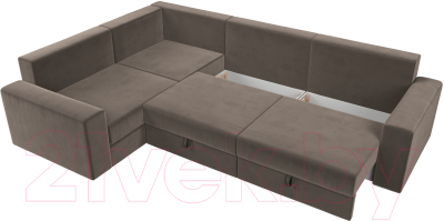 Диван угловой Лига Диванов Майами Long 92 левый (велюр коричневый)
