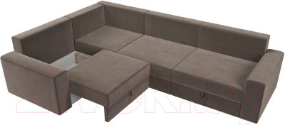 Диван угловой Лига Диванов Майами Long 92 левый (велюр коричневый)